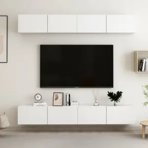Szafki TV, 4 szt., białe, 100x30x30 cm, materiał drewnopochodny