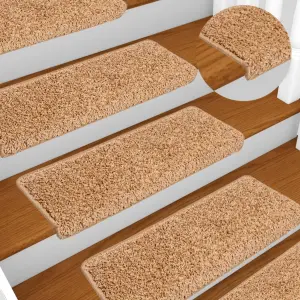 Maty na schody 10 szt. 65x21x4 cm Beżowe, prostokątne krawędzie