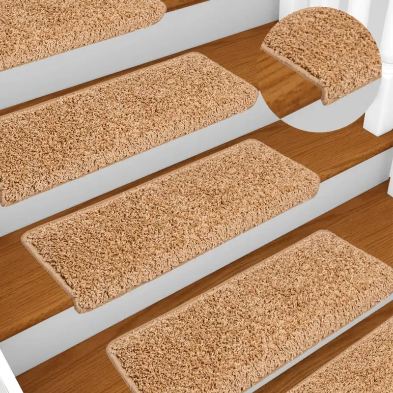 Maty na schody 10 szt. 65x21x4 cm Beżowe, prostokątne krawędzie
