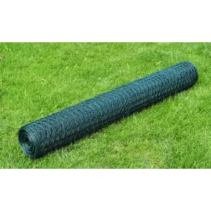 Ogrodzenie z siatki, pokryte PVC, 25x0,5 m, zielone