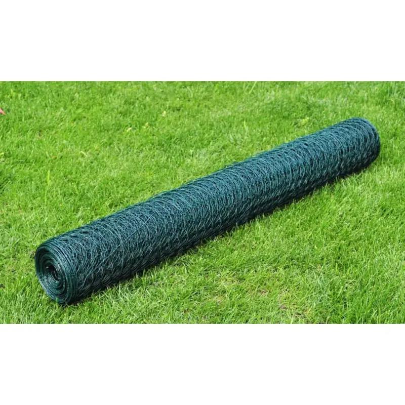 Ogrodzenie z siatki, pokryte PVC, 25x0,5 m, zielone