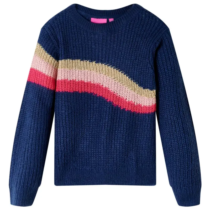 Sweter dziecięcy z dzianiny, granatowy, 104