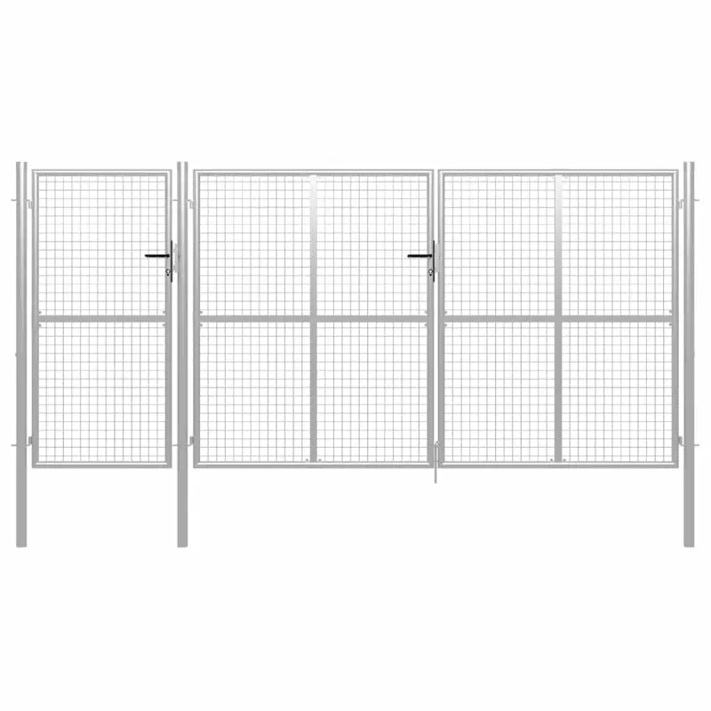 Brama ogrodowa stalowa 400x150 cm srebrna