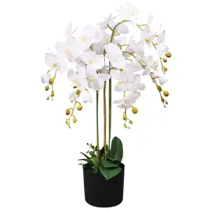 Sztuczny storczyk z doniczką, 75 cm, biały