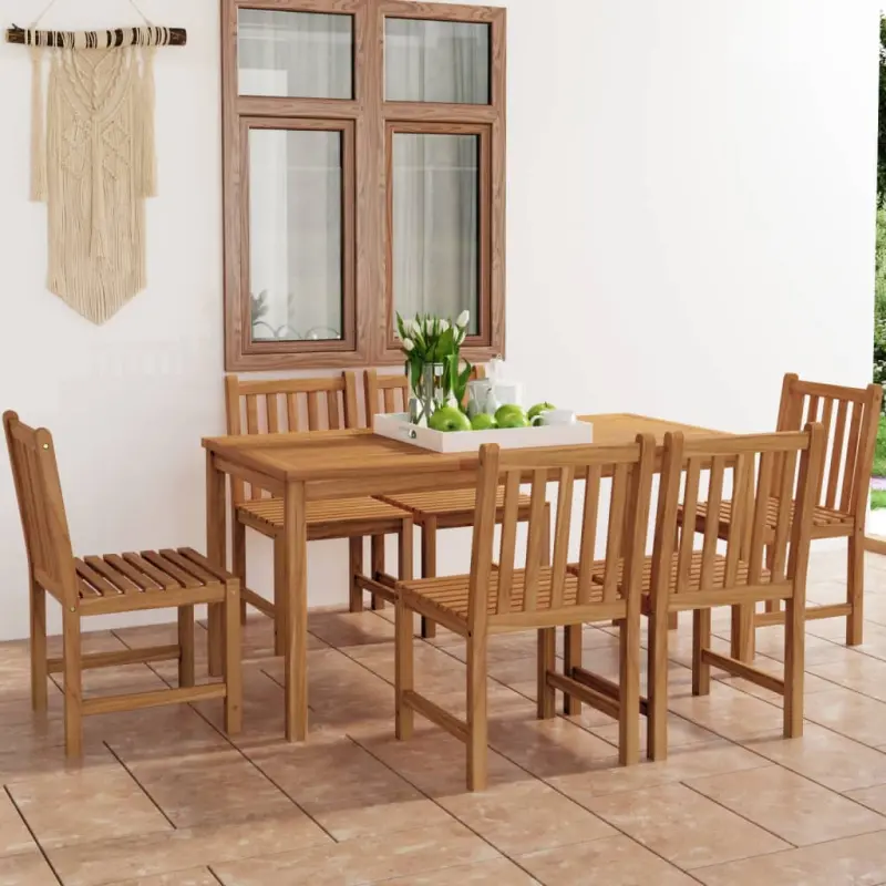 Meble ogrodowe z drewna tekowego 7-częściowy zestaw obiadowy 160x80 cm