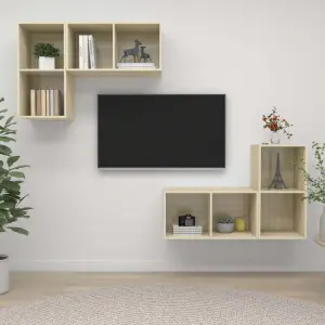 Wiszące szafki TV, 4 szt., dąb sonoma, płyta wiórowa
