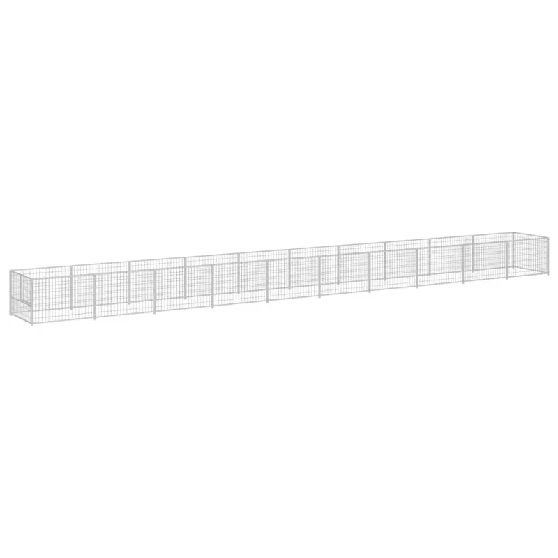 Kojec dla psa, srebrny, 10 m², stalowy