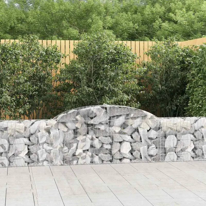 Kosze gabionowe, 9 szt., 300x30x60/80 cm, galwanizowane żelazo