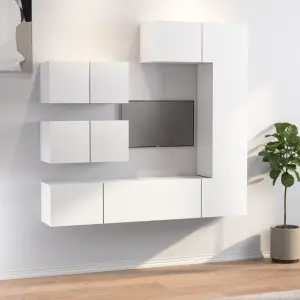 Zestaw 6 szafek telewizyjnych, biały, materiał drewnopochodny