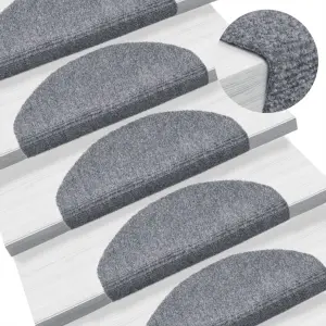 Maty na schody samoprzylepne 10 szt. 65x21x4 cm Jasnoszary półokrągły duży
