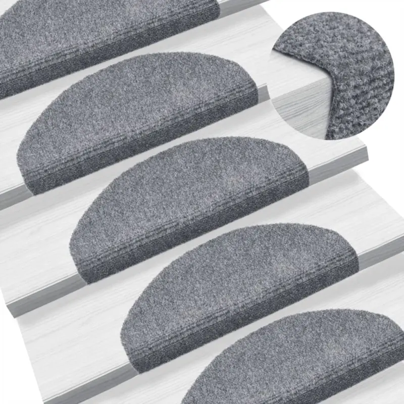 Maty na schody samoprzylepne 10 szt. 65x21x4 cm Jasnoszary półokrągły duży