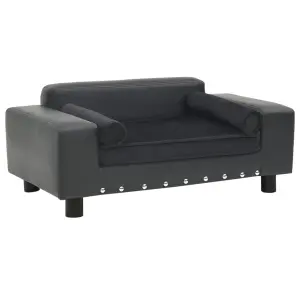 Sofa dla psa, ciemnoszara, 81x43x31 cm, plusz i sztuczna skóra