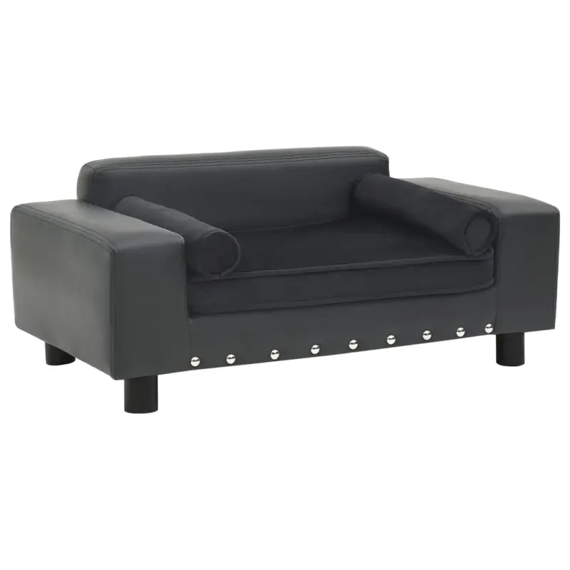 Sofa dla psa, ciemnoszara, 81x43x31 cm, plusz i sztuczna skóra