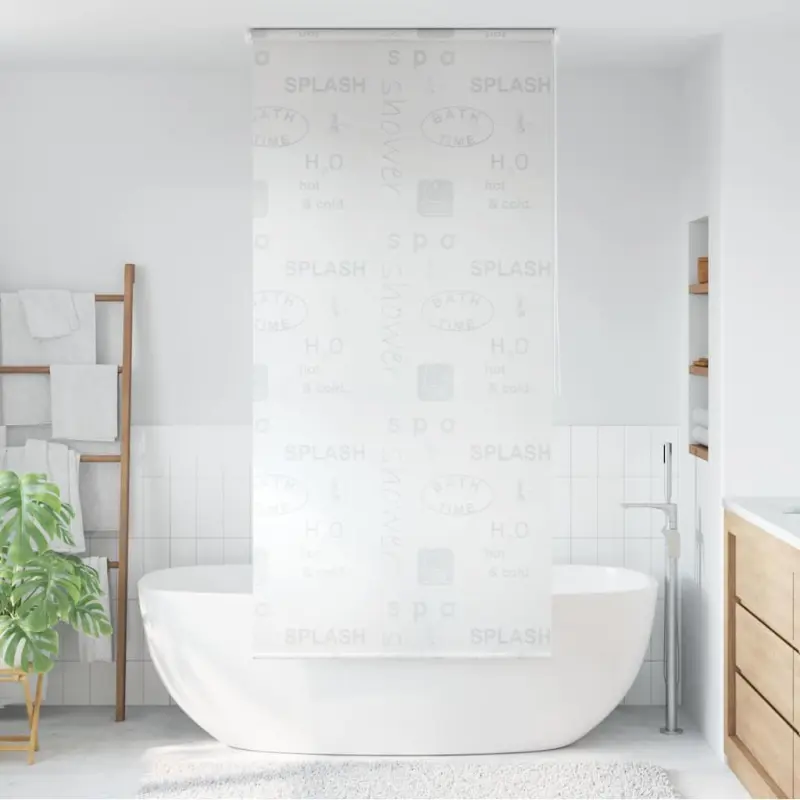 Roleta prysznicowa 120 x 240 cm, z napisami
