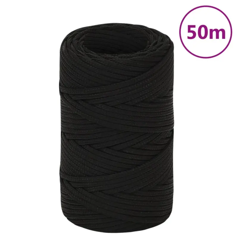 Lina robocza, czarna, 2 mm, 50 m, poliester