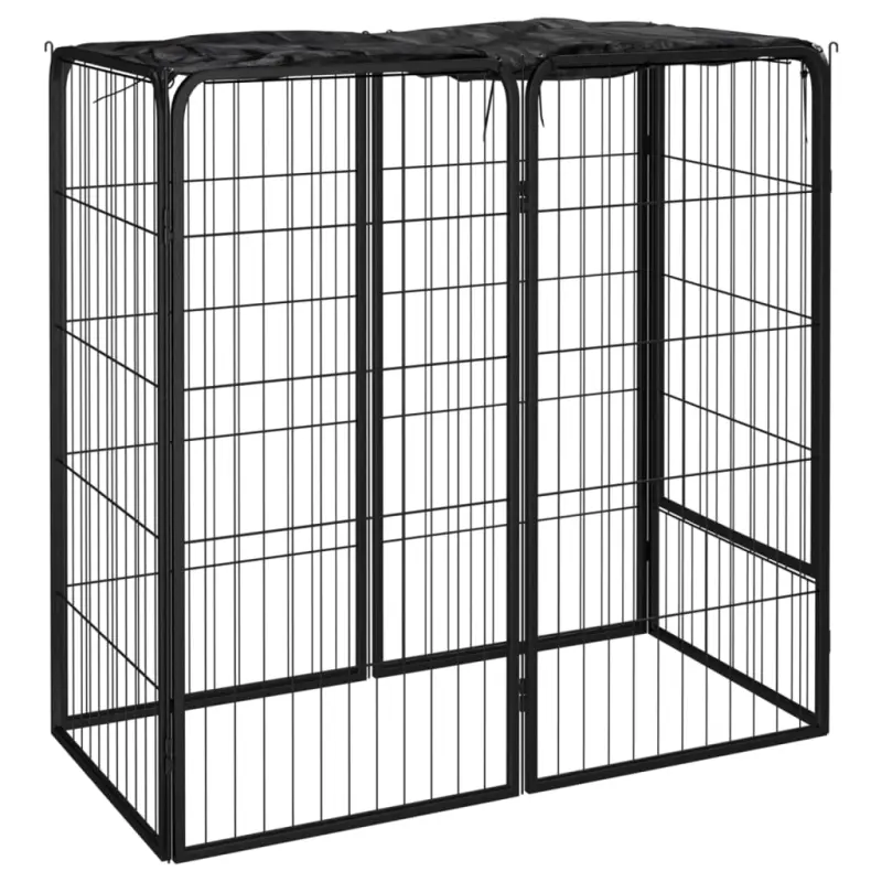 Kojec dla psa, 6 paneli, czarny, 50x100 cm, stalowy