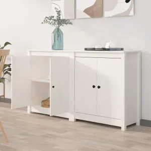 Szafki, 2 szt., białe, 70x35x80 cm, lite drewno sosnowe