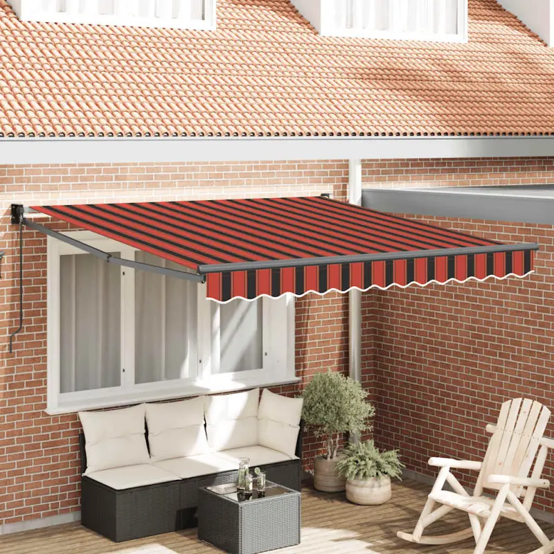 Zwijana markiza, pomarańcz i brąz, 3,5x2,5m tkanina i aluminium
