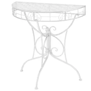 Półokrągły stolik vintage, metalowy, 72 x 36 x 74 cm, srebrny