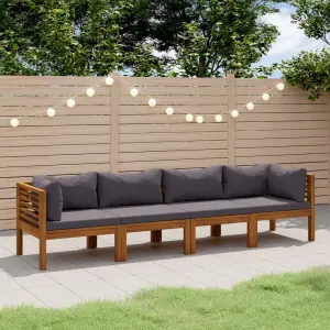Meble ogrodowe 4-osobowa sofa z litego drewna akacjowego i poduszkami