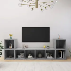 Szafki TV, 4 szt., szarość betonu, 72x35x36,5 cm, płyta wiórowa