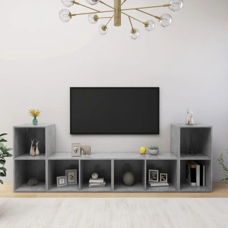 Szafki TV, 4 szt., szarość betonu, 72x35x36,5 cm, płyta wiórowa