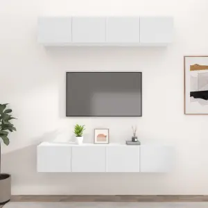 Szafki TV, 4 szt., białe, 80x30x30 cm, materiał drewnopochodny