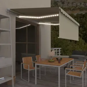 Ręcznie zwijana markiza z zasłoną i LED, 4x3 m, kremowa