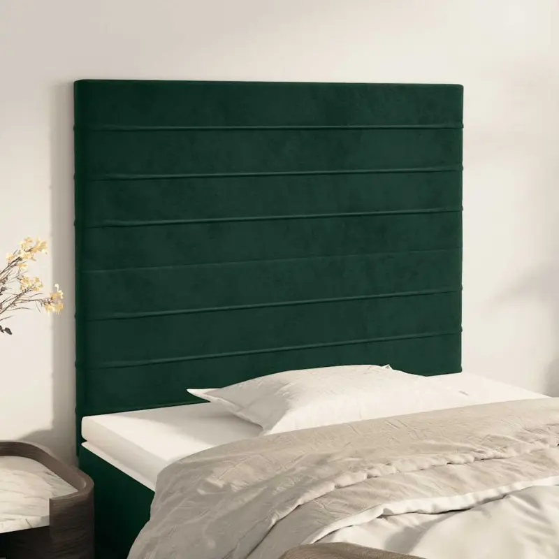 Zagłówek ciemnozielony 80x5x118/128 cm aksamit