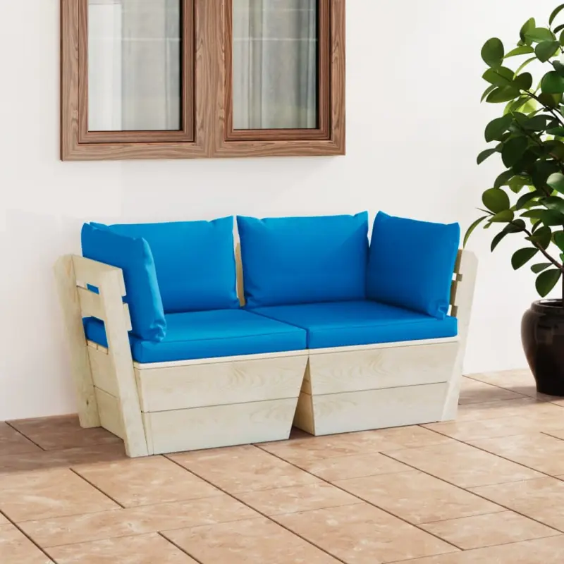 Meble ogrodowe sofa 2-osobowa z palet drewno świerkowe jasnoniebieskie