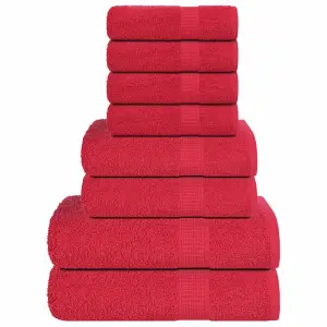 8-cz. zestaw ręczników, FROGN, czerwony, 360 g/m²
