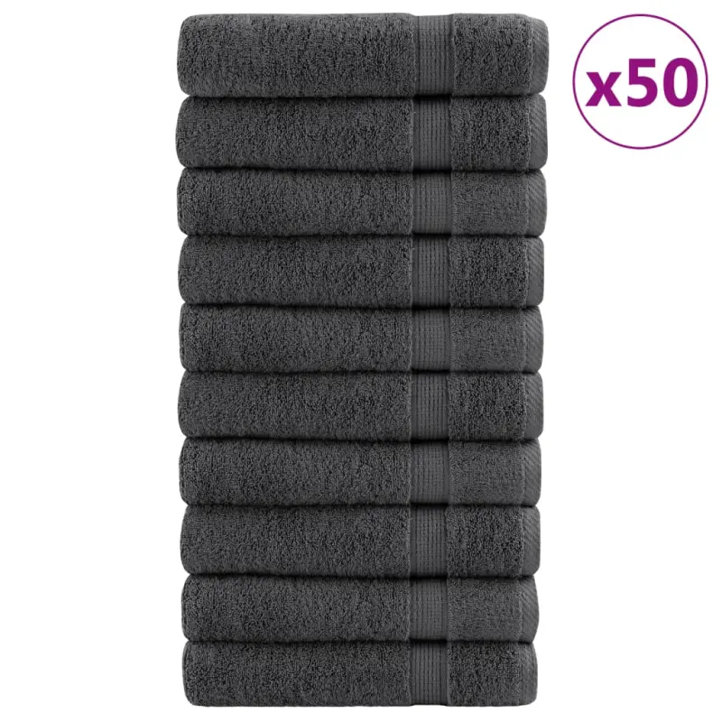 Ręczniki premium, SOLUND, 50 szt., antracytowe, 50x100 cm, 600 g/m²