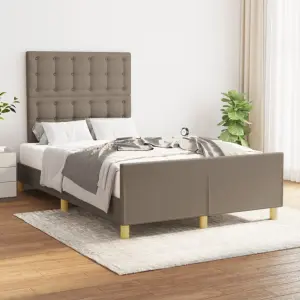 Rama łóżka bez materaca, taupe, 120x200 cm, obita tkaniną