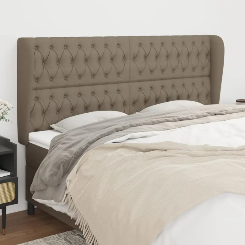 Zagłówek uszak, taupe, 203x23x118/128 cm, tkanina