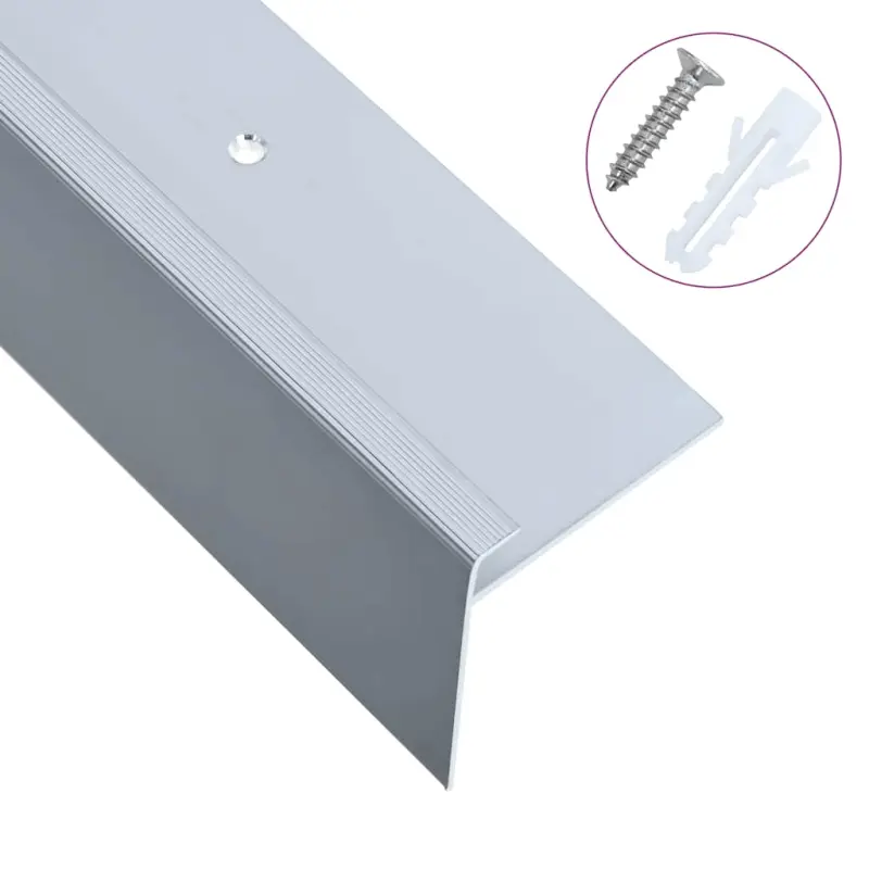 Profile schodowe, kształt F, 15 szt., aluminium, 90 cm, srebrne