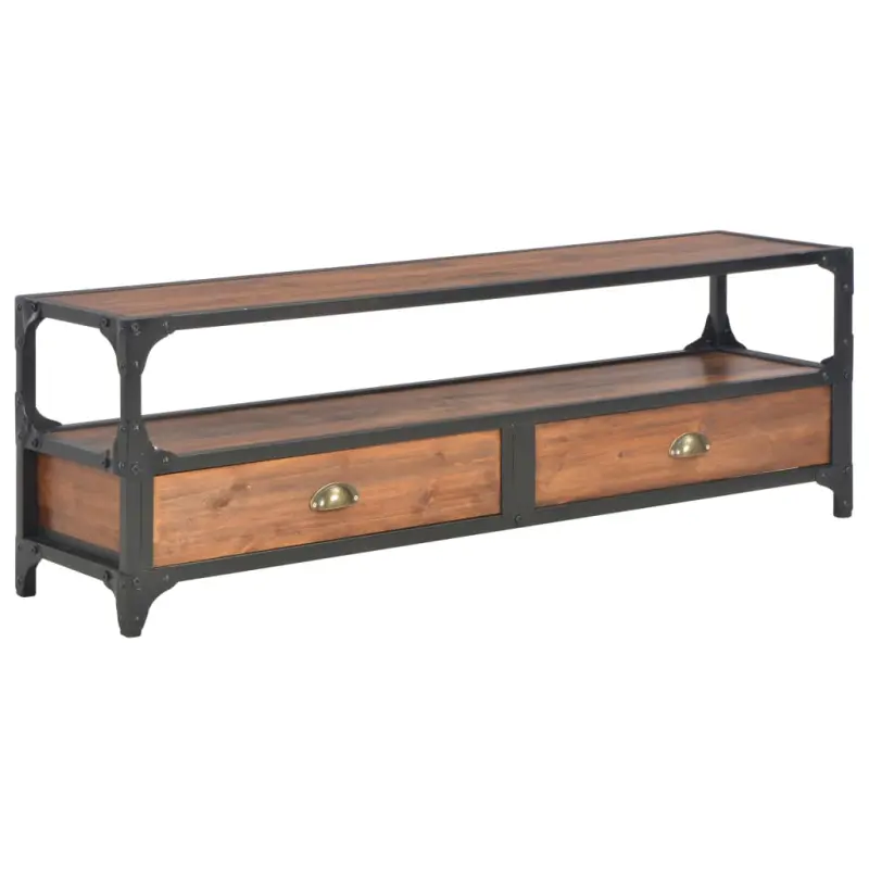 Szafka pod TV z 2 szufladami, 120x30x40 cm, lite drewno sosnowe
