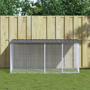 Klatka dla kurczaków z dachem antracytowa 203x98x90 cm ocynkowana stal