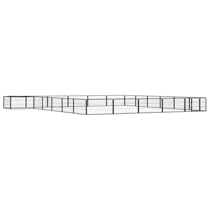 Kojec dla psa, 24 panele, czarny, 100x50 cm, stal