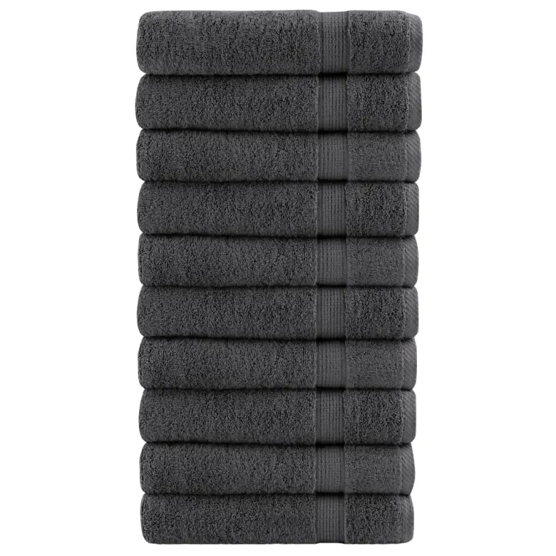 Ręczniki premium, SOLUND, 10 szt., antracytowe, 70x140 cm, 600 g/m²