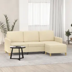 Sofa 3-osobowa, kremowa, 180 cm, tapicerowana tkaniną