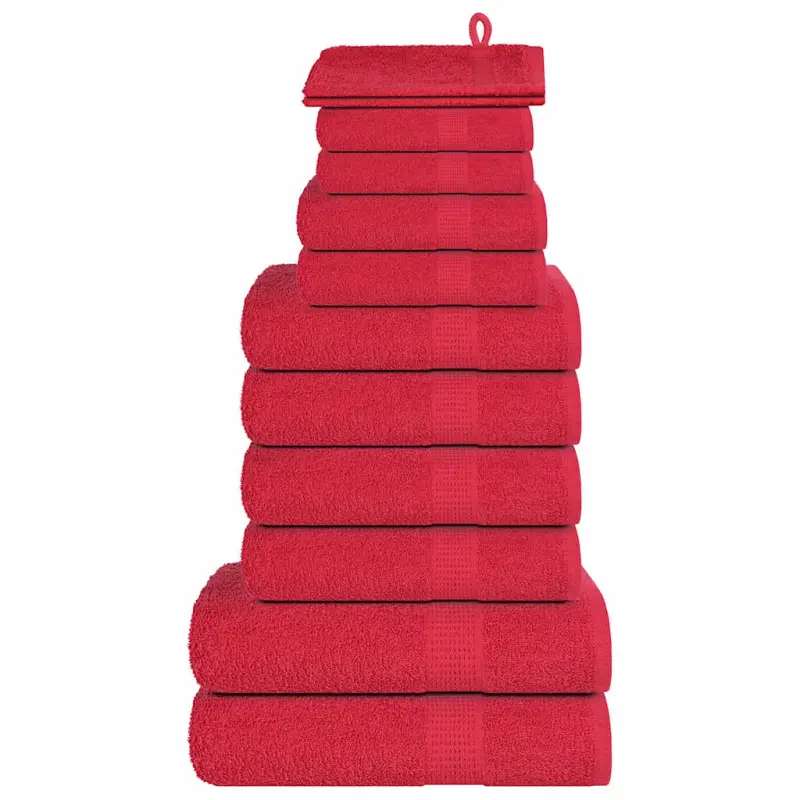 12-cz. zestaw ręczników, FROGN, czerwony, 360 g/m²