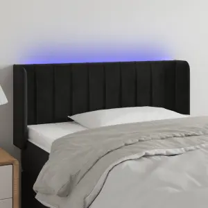 Zagłówek do łóżka z LED, czarny, 83x16x78/88 cm, aksamit