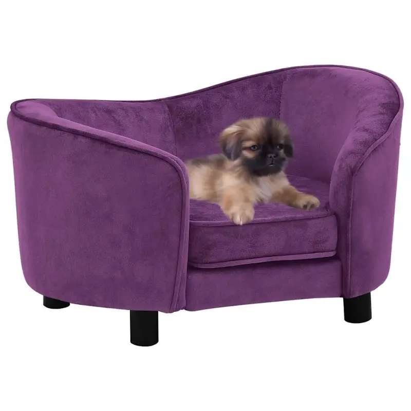 Sofa dla psa, burgundowa, 69x49x40 cm, pluszowa