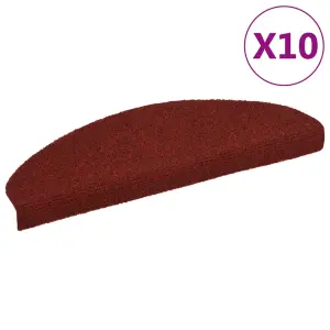 Maty na schody samoprzylepne 10 szt. 65x21x4 cm Bordowe Czerwone Półokrągłe Duże
