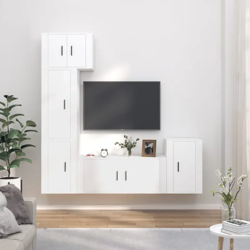 5-częściowy zestaw szafek telewizyjnych, biały
