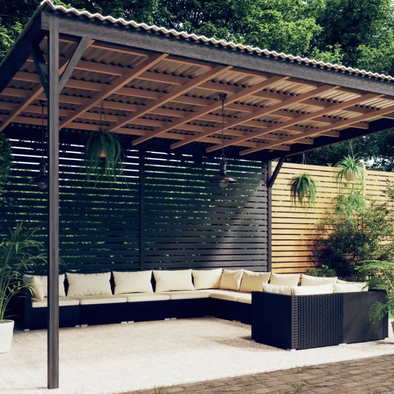 10-cz. zestaw mebli do ogrodu, poduszki, rattan PE, czarny