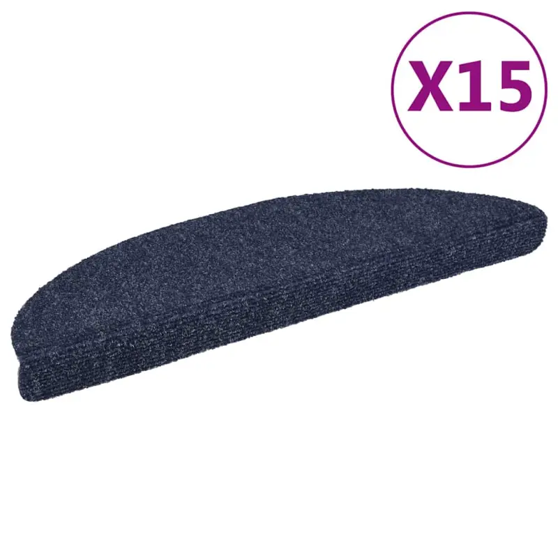 Maty na schody samoprzylepne 15 szt. 56x17x3 cm niebieskie półokrągłe