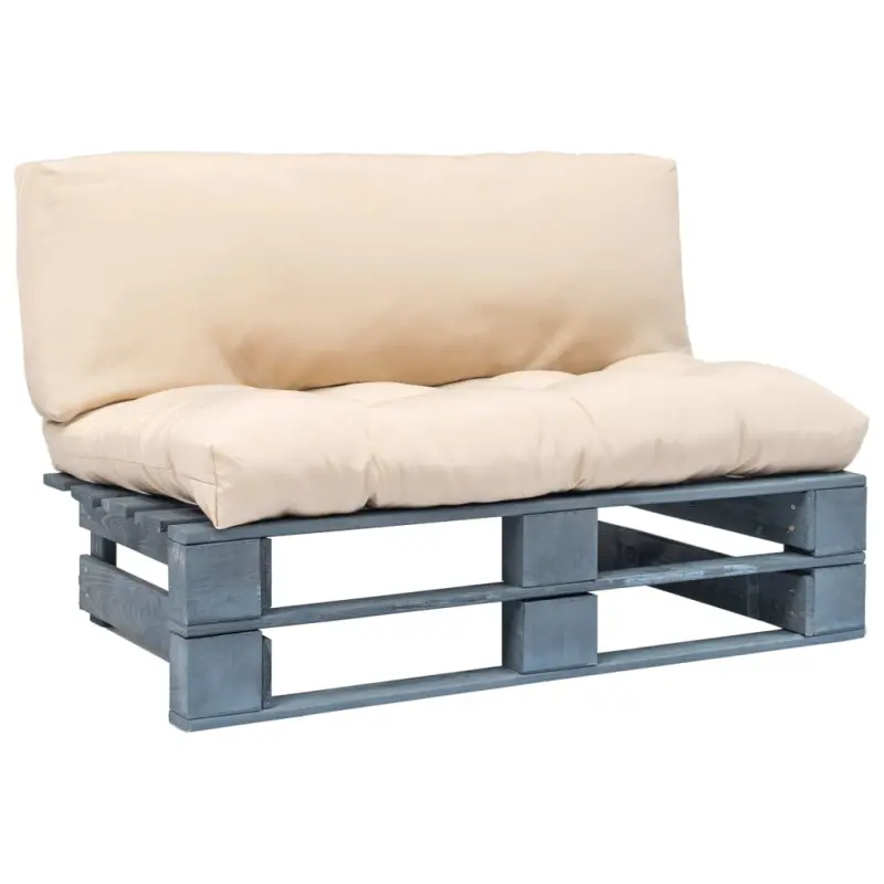 Sofa ogrodowa z palet z piaskowymi poduszkami, sosna