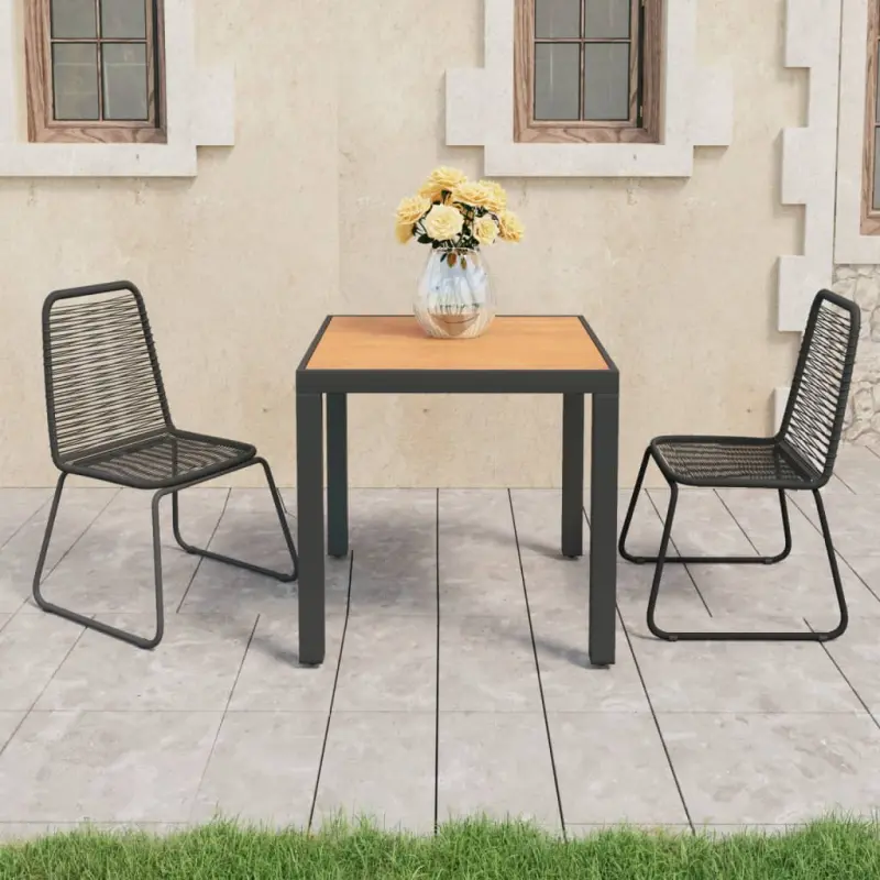 Zestaw mebli ogrodowych 3-częściowy rattan PVC czarno-brązowy komplet