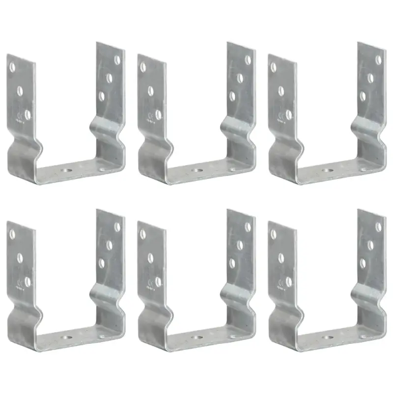 Kotwy do słupków, 6 szt., srebrne, 12 x 6 x 15 cm, stal
